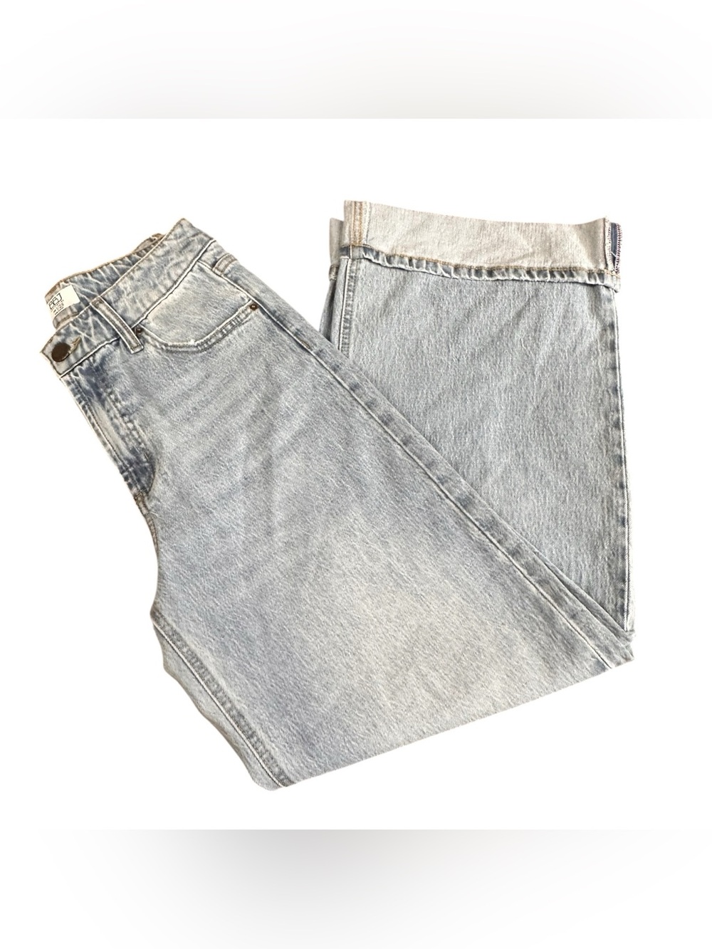 BBJ Los Angeles Women’s Wide Leg Cropped Cuffed Jeans Size 1/25 Light Wash
